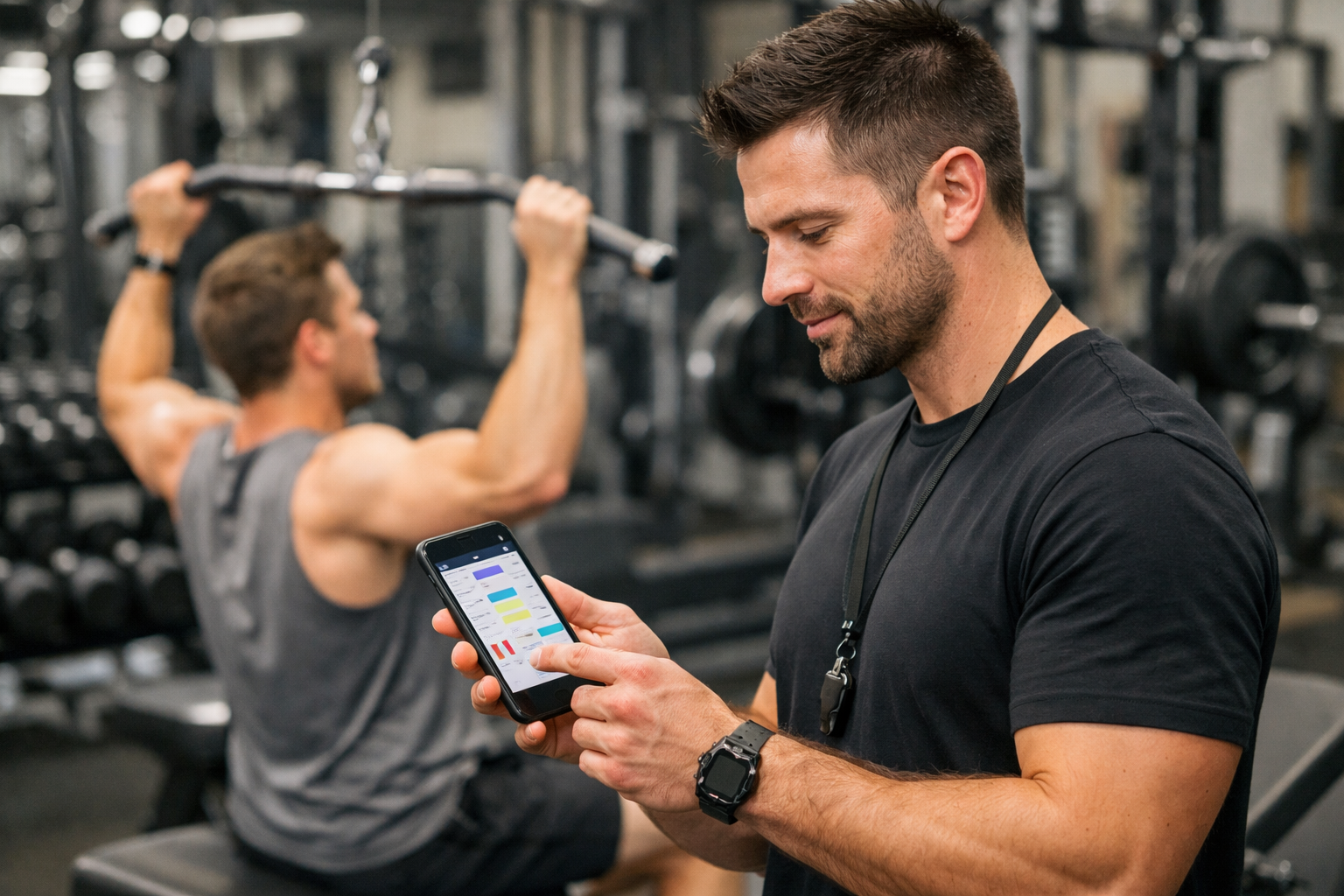 Personal Trainner with Total Control of Student Fitness Session 